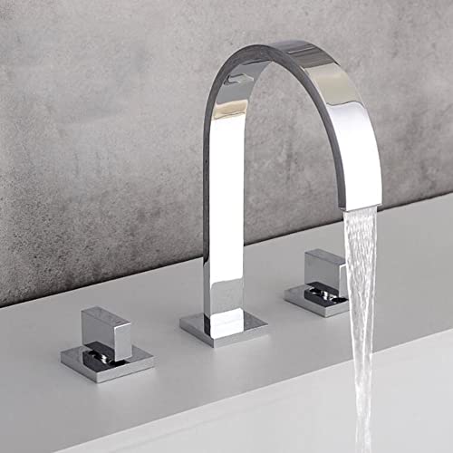 Mitigeur de lavabo à trois trous en laiton chrome pour eau chaude et eau froide
