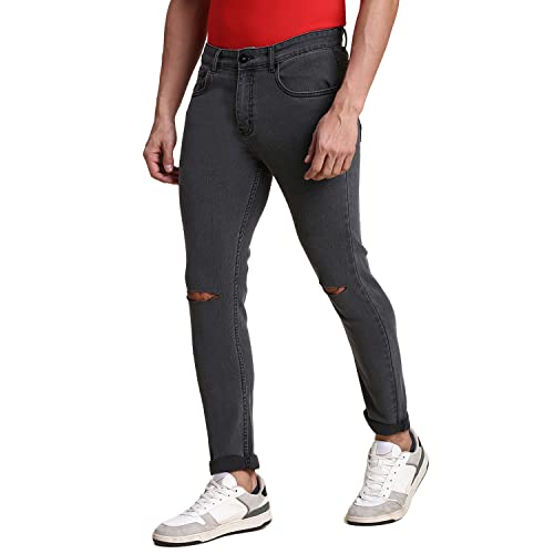 Image of Dennis Lingo Men's Stretchable Mid Rise Slim Fit Distressed Jeans