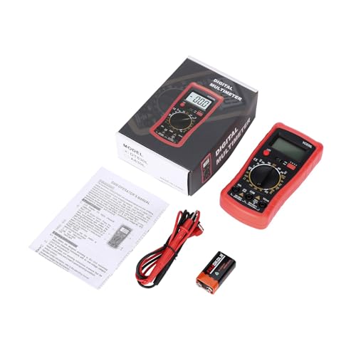 Image of Digital Multimeter with Premium Probes, Measures AC /DC Voltage, Current, Resistance, Diode, Triode, Suitable for Household use, and Industrial use - Red