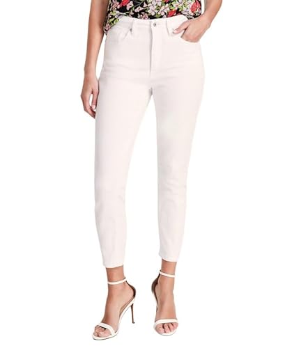 Anne Klein Women's High-Rise Ankle Skinny Jeans (Soft White, 10)