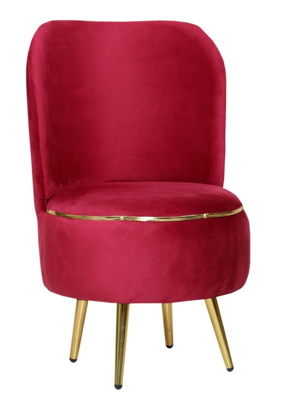 Image of Ottoman Stool for Living Room, Velvet Foot Rest Puffy for Sofa, Foot Stool for Sitting, Modern Puffy Chair for Bedroom, Metal Legs Ottoman for Home Decor, 17 /32 inch Height (Combo-Wine)