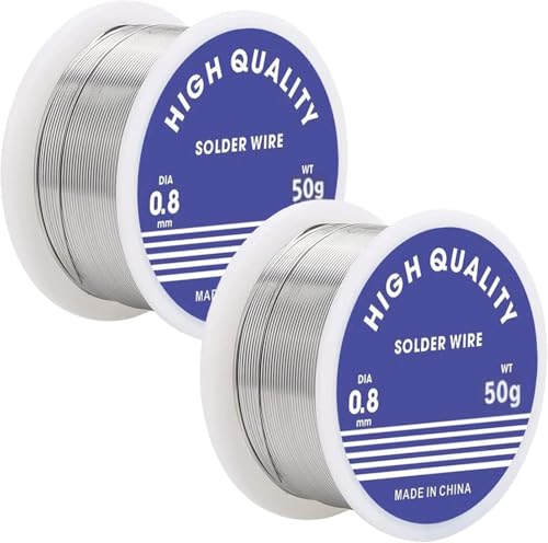 Alambre de soldadura, 2 unidades de 50 g cada uno, ideal para electrónica, reparaciones eléctricas y proyectos de bricolaje (50 g por rollo)
