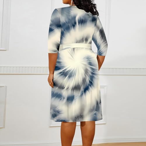 Image of PinkPatty Women's Plus Size Maxi Dress Print 3 /4 Sleeves V Neck Party Sundress Wedding Guest Dresses
