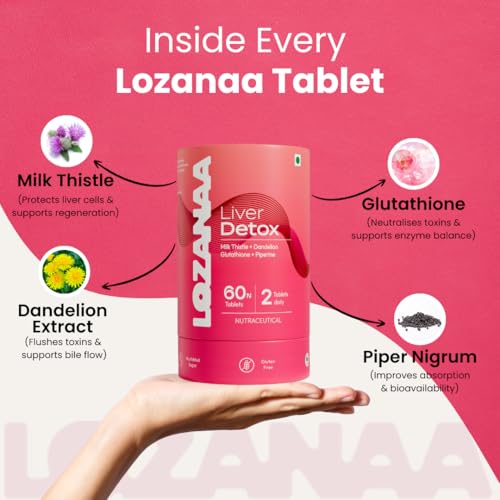 Image of Liver Detox Tablets | Milk Thistle (300 mg), Glutathione (50 mg) & Dandelion Root (300 mg) | Ayurvedic Liver Cleanse & Fatty Liver Support | Detox & Liver Health Supplement | 60 Veg Tablets