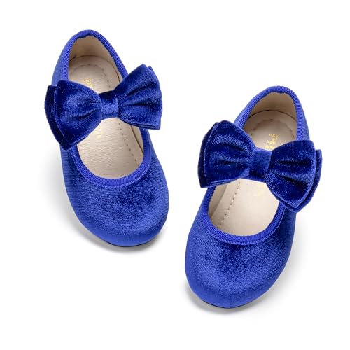 Image of PHIRAMIN Toddler Flower Girl Glitter Dress Shoes Little Girl Ballet Flats Bow Wedding Party