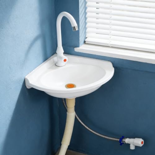 Lavabo de esquina pequeño EXCEART de acero inoxidable triangular para baño 7