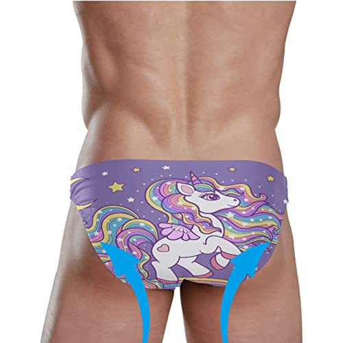 Men Swim Brief Bikini Cartoon Unicorn Stars Beach Bikini for Men Swim Underwear3