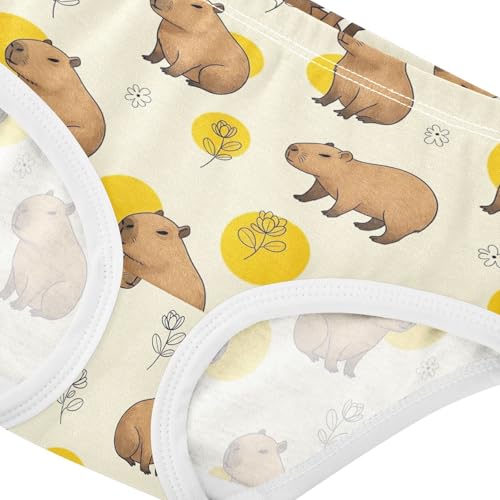 Joisal Toddler Underwear Floral 2t Cotton Panties for Girl Flower Underpants Briefs Cute Capybaras Poses Beige4