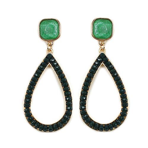 Miracle Collection Basic Open Teardrop Faceted Crystal Glass Earrings For Women And Girls Everyday Wearable Fashion. (Green-Teardrop Post) #TOP26