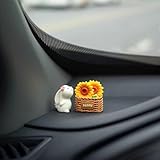 WSIWZAI Auto-Armaturenbrett-Dekorationen Sonnenblume & Kaninchen & Blumenkorb Innenausstattung Niedliche Deko-Ornamente für Frauen Männer Lustige Auto-Deko-Geschenke