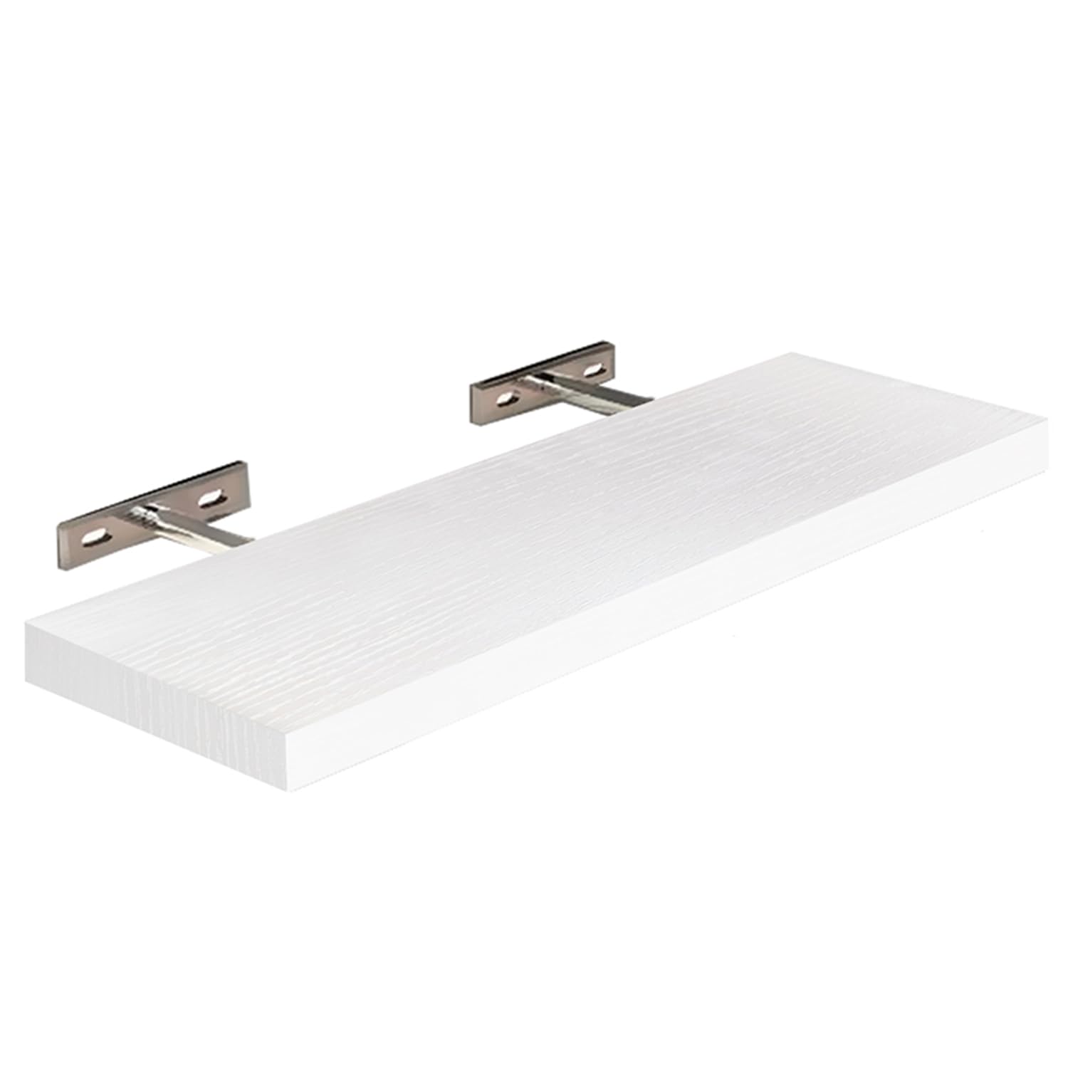 SolidRobust Solid Wood Wall Shelf – Sturdy White Floating Shelf – Decorative Shelf Shelf for Bathrooms, Kitchen or Living Room (Paulownia White, 15 x 60 x 2.5)