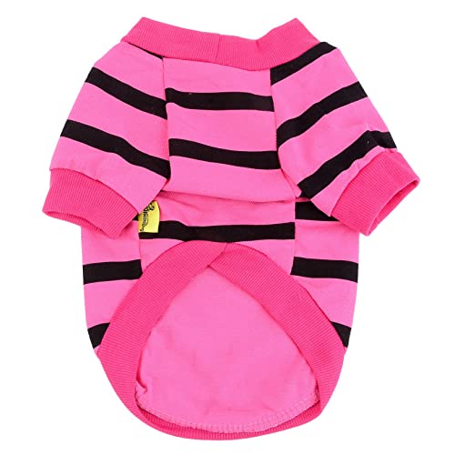 Zunea Dog Shirts for Small Dogs Summer Basic T-Shirt Striped Puppy Clothes Sequins Love Heart Sweatshirt Soft Cotton Short Sleeve Tee Shirt Pet Clothing Pullover Chihuahua Apparel Pink S - Image 4