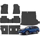 Floor Mats Fit for Subaru Forester Hybrid 2025 Trunk Mat with Backrest Mat All Weather TPE Rubber Cargo Liner Back Seat Protector Full Set for Forester 2025 Plug-in Hybrid Accessories, Black