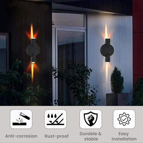 Image of GIGAWATTS 2W Wall Light BIS Approved 2 Way COB LED Exterior Indoor Mount Fixture Black Gold Up Down Sconce Lamp for Home Balcony Living Room Bedroom Decor (1Pc, Warm White)