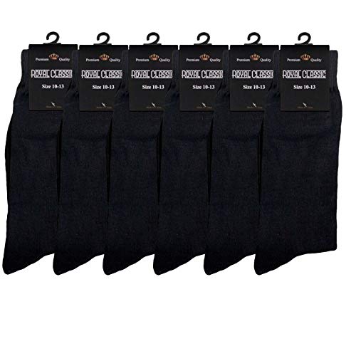 MENS BLACK DRESS COTTON BLEND 6 PAIRS FORMAL/SUIT/CASUAL OR UNIFORM SOCKS 10-13