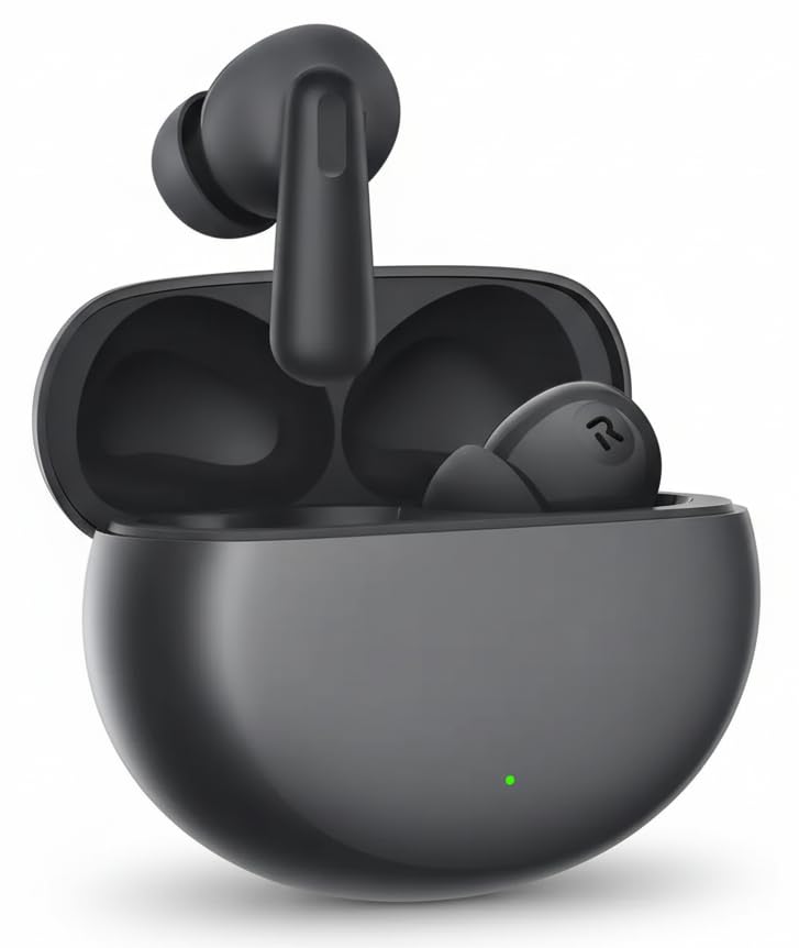 Image of NORD BUDS 3 Truly Wireless in Ear Earbuds with 50H Playtime, AI-ENC Mic, 45ms Low Latency Gaming, 13mm Bass Drivers, Type-C Fast Charging, Made in India, Touch Controls, IPX5 ear buds TWS. BLACK