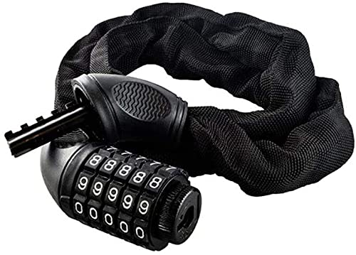 Lucchetto per Bicicletta, Catena antifurto per Mountain Bike, Lucchetto a Combinazione, Adatto per Biciclette, motociclette e Veicoli elettrici (Colore: Nero)