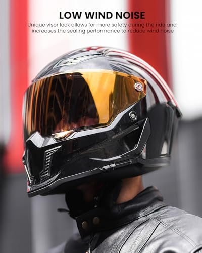 Image of ILM Motorcycle Helmets for Adult Men Women Full Face DOT ECE Powersports Dual Visor Street Racing Helmet with Pinlock Cascos para Motos Model MF509 (Gloss Blacks, 2XL)
