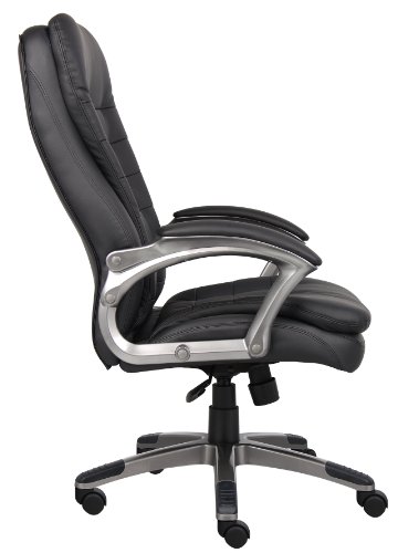 Boss Office Products B9331 High Back Executive Chair With Pewter Finsh In Black #TOP5