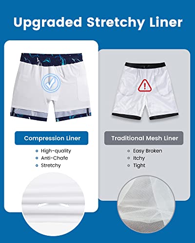 Image of maamgic 2 in 1 Mens Swim Trunks 7 Inch Swim Shorts Swim Suits Board Shorts