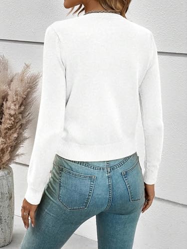 Urchics Womens V Neck Tops Solid Color Single-Breasted Casual Long Sleeve Cardigan for Everyday Wear,Long Sleeve Tops2