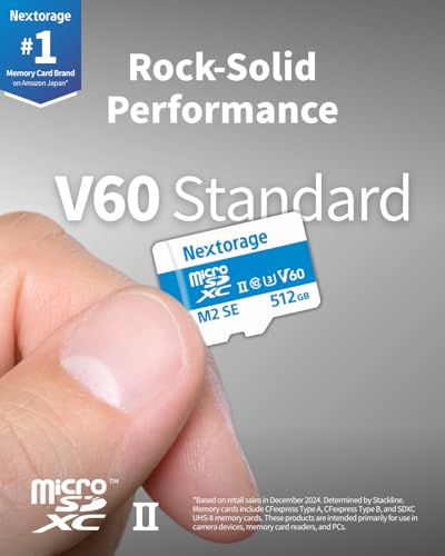 Image of Nextorage Japan 128GB Micro SD Card UHS-II V60 Nikon, GoPro, Olympus, Insta360 4K Video Smartphone Drones Action Camera Max Read Speed 280MB /s Max Write Speed 100MB /s NX-M2SE128G Memory Card