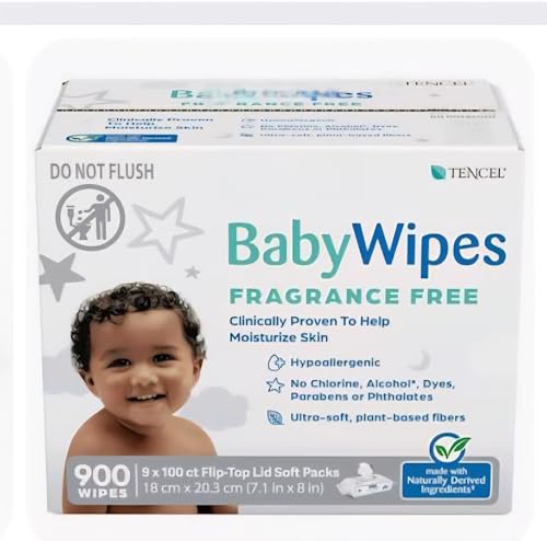 Image of Ultra Soft Baby Wipes, Extra Large, Unscented, 900 Count, With Aloe & Vitamin E, Hypoallergenic, 9 Flip-Top Packs