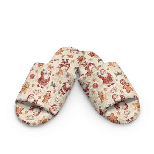 Women's Fuzzy Slippers Warm Cozy Open-toe House Slippers Soft Flannel Indoor House Shoes Lightweight Slip-on Slipper