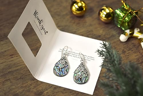 AeraVida Floral Vine Ornate Teardrop Abalone Shell .925 Sterling Silver Earrings | Abalone Earrings4