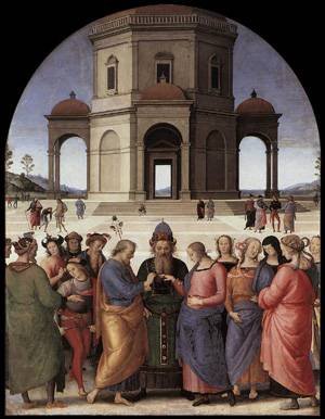 Peinture à l'huile Marriage de The Virgin 1500-04 aux finitions d'art haut de gamme de 20x24
