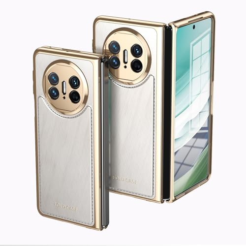 Coque en cuir de luxe avec bord doré élégant pour Huawei Mate X5 pliable