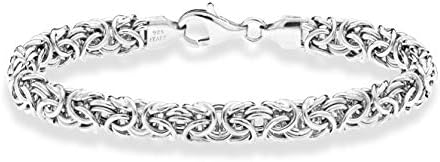 Miabella Italian 925 Sterling Silver Byzantine Bracelet for Women, Handmade in Italy (Length 7 Inches (Small))