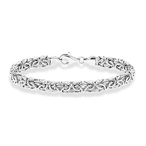 Miabella Italian 925 Sterling Silver Byzantine Bracelet for Women, Handmade in Italy