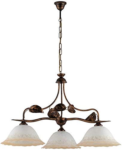 Preisvergleich Produktbild Kronleuchter mit klassischer Waage, Schmiedeeisen und Glas, Bronze, Zitronengelb