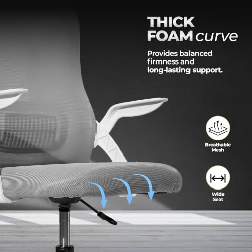 Image of HAVAI Aero Ergonomic Office Chair with Reclining & Folding Back | Net Cloth Fabric | 60D Recycled Foam + 24D Virgin Cotton | Class 2 Gas Lift | Nylon Base & Wheels (Grey)
