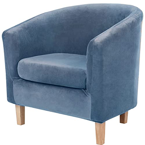 Velours Housse de Fauteuil Cabriolet élastique, 2 pièces Housse Fauteuil Chesterfield Tullsta Tub Chair Cover Housse de Protection Fauteuil (Color : Bleu) Cover