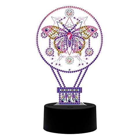 YUYUGO Diamond Painting Kit with Led Night Light,7 Colors Changing Bedside Desk Table Lamp DIY Diamond Painting Arts Craft-Butterfly Dream Catcher Cover