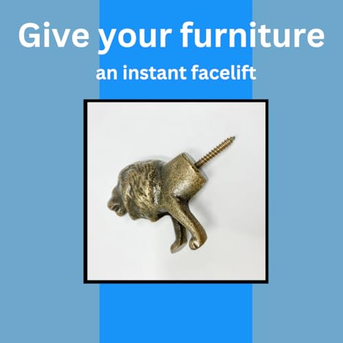 Safari Antique Brass Animal Iron Metal Drawer Knobs (Hook, Lion)