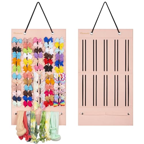 Image of PACMAXI Baby Girl Hair Bows Holder, Hair Clips Storage Hanger For Ribbons, Hair Bows Organizer, Baby Hair Clip Storage Display Sturdy Stand, Wall Hanging for Girl Room (Pink, Small)