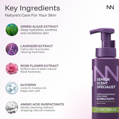 Image of Cincinnus bubble bath | moisturizing bath foam with Green Algae Extract, Glycerin & Lavender, Damascus rose flower Extract | Refreshing | foaming bath soak | 300ml