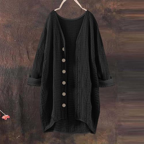 Lightweight Cardigans for Women Kimono Trendy Solid Long Sleeve Button Open Front Jacket Summer Fall Oversized3