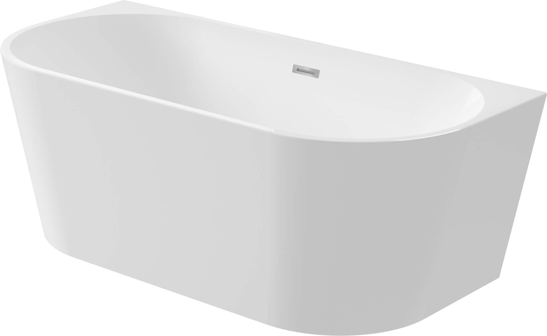 Bañera de acrílico montada en la pared o independiente con parte redonda 169,5x75 cm blanco - Giasyn
