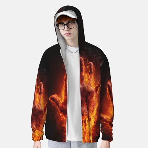UPF 50+ Sun Protection Hoodie Rash Guard Long Sleeve Sun Shirt Fire Flame Hand UV Shirt Full Zip Jacket4