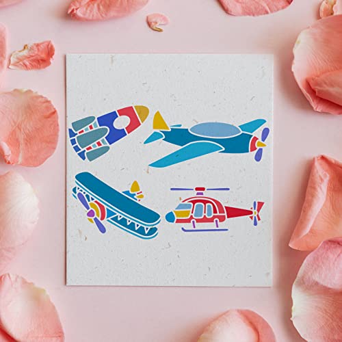 FINGERINSPIRE 4 Stück Fahrzeuge Schablone zum Malen, 29,7x21cm Babyspielzeug Wiederverwendbare DIY Kunst Schablonen, Schablone Zeichnen auf Holz, Leinwand, Papier, Stoff, Wänden und Möbeln