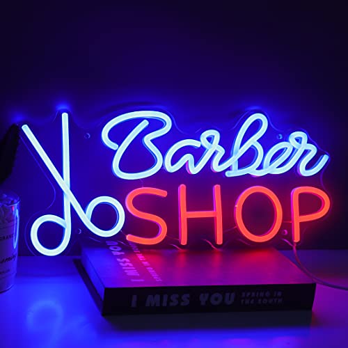 Image of Planzo Barber Shop LED Neon Light Sign Hair Salon Studio Store Wall Decor | Business Beauty Salon Neon Sign Light Wall Decor, Hairdresser Birthday Christmas Store Opening Gift, 15.75 inch x7.09 inch,USB