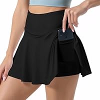 Neteson Tennisrock Damen mit Hose Hosenrock Sport Rock Sommer Plissiert Golfrock Tennis Rock Skort mit Taschen Tenniskleid Faltenrock Laufrock Minirock für Fitness Workout Running Radfahren Wandern