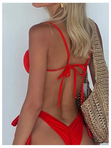 SOLY HUX Women's Bathing Suit Ring Linked High Cut String Bikini Set Tie Side Thong Two Piece Swimsuit2