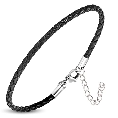 ZENSE - Bracelet cuir fin noir pour homme et réglable par extension ZB0375