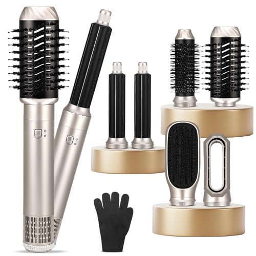 Cepillo Secador De Pelo 1000W, Air Styler Set 6 en 1, Cepillo de Aire Caliente Set con 6 Accesorios para Secar, Alisar y Peinar, 3 Temperaturas, Moldeador Pelo para Todo Tipo de Cabello