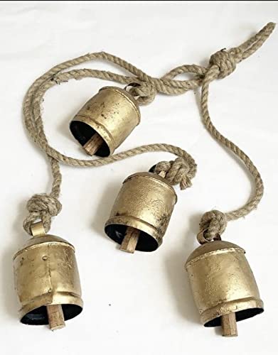 Small Vintage Rustic Lucky Tin Metal Cow Bells Handmade Christmas Décor Bells On Jute Rope #TOP6